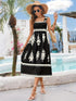'Valora' Printed Wide Strap Midi Dress - Celes Fashion